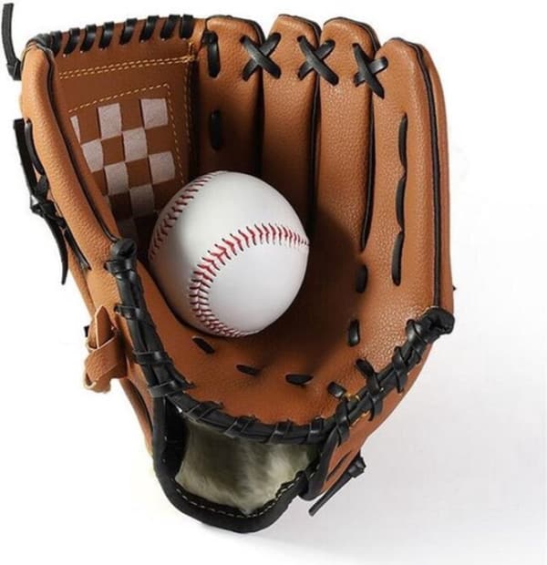 Basebollhandske, slitstarkt PU-material, vänsterhandsdesign, för tonårsbaseboll- och softbollspelare, brun, 11,5 tum