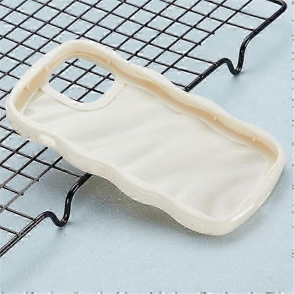 WT Series iPhone 13 Case, Wavy Edge Hard PC + Soft TPU Protective Cover, Slim Phone Case White