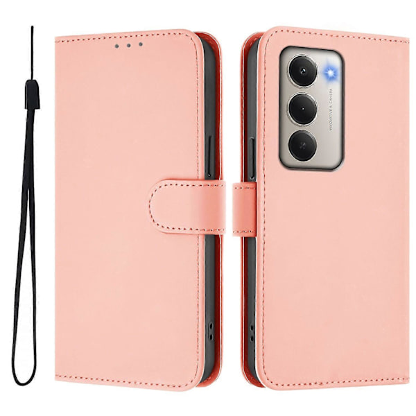 Xiaomi Redmi 15 5G Case - Solid Color Leather Wallet Case with Strap, Stand Function Protective Phone Case Pink Pink Pink