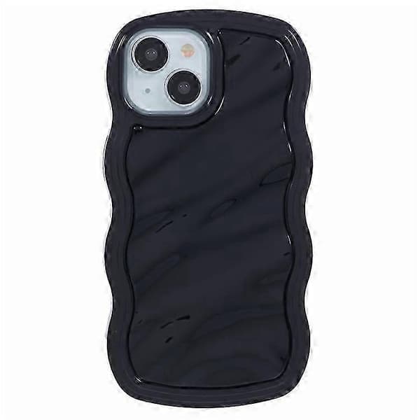 WT Series iPhone 13 Case, Wavy Edge Hard PC + Soft TPU Protective Cover, Slim Phone Case Black