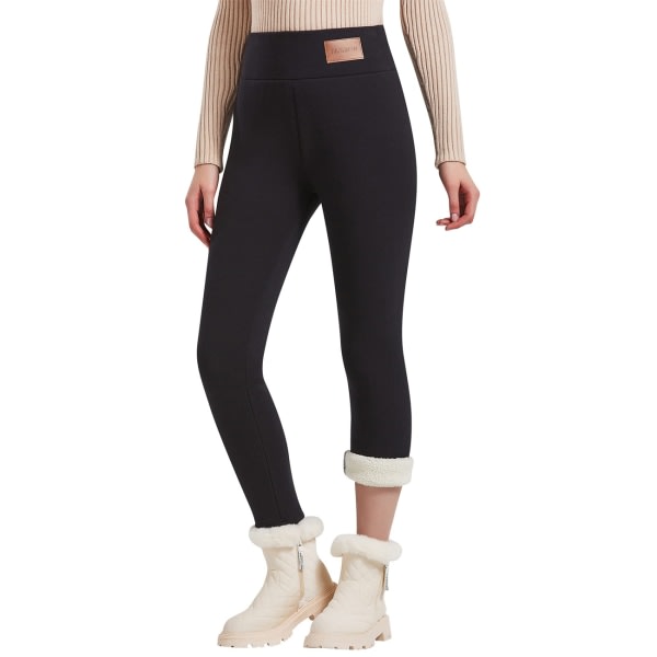 Vintervarma tjocka leggings för damer Fleecefodrade stretchiga mjuka thermal sherpabyxor L L