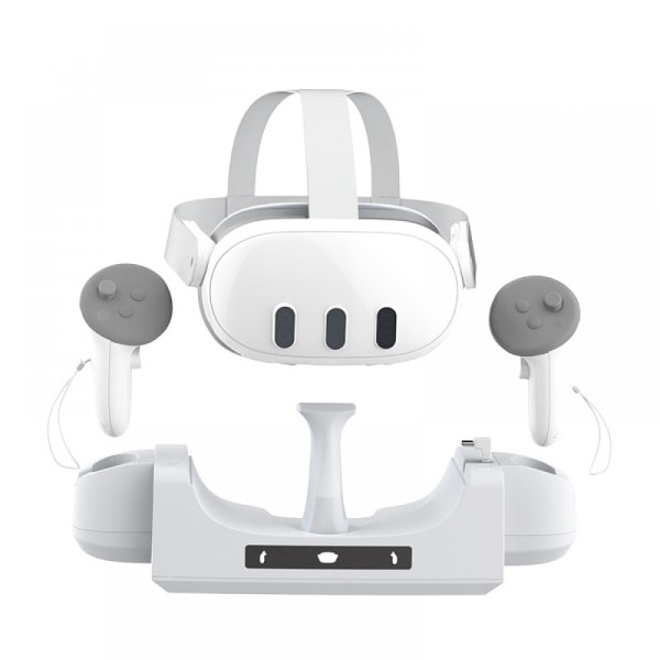 Kompatibel ladestation til Meta Quest 3 VR, Headset Displayholder og Controller Mount Station, Ladestation Stativbase