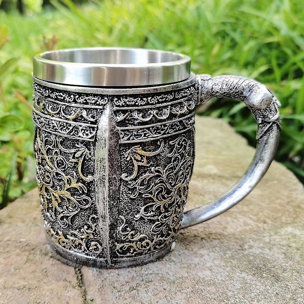 500ML Skalle Kaffekanna Viking Skalle Ölmuggar Rostfritt Stål Foder Present till Män Fars Dag Presenter