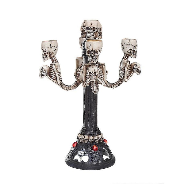 Halloween Decorations,1pc Halloween Candelabra Candles Skeleton Skull Holder Candlestick For Halloween Decorations Window1pcswhite