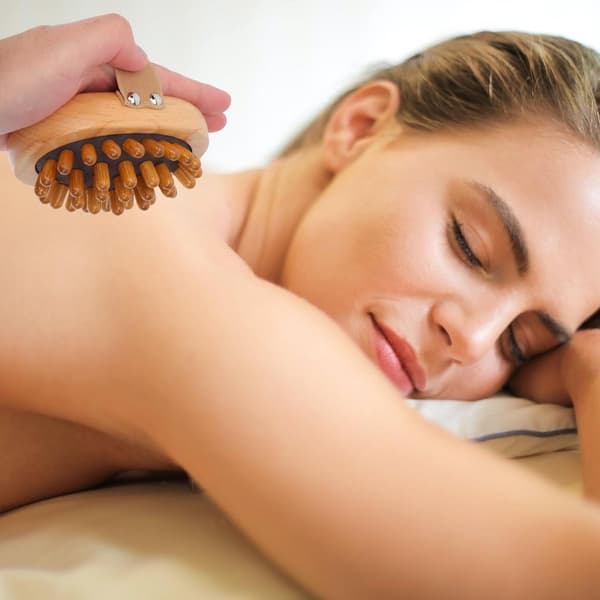 Cellulite Massagebørstesæt, 2-delt Naturlige Trækropsruller Med Ergonomisk Greb Til Ben, Hals Og Daglig Tørbørstning