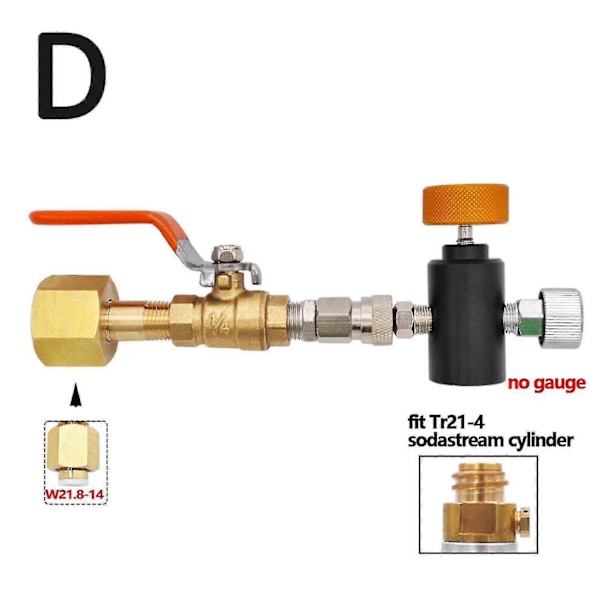 Cga320 CO2-sylinderfyllingsadapter og kuleventil for Sodastream-tankkontakt - Perfekt W21.8 without 2000psi Gauge