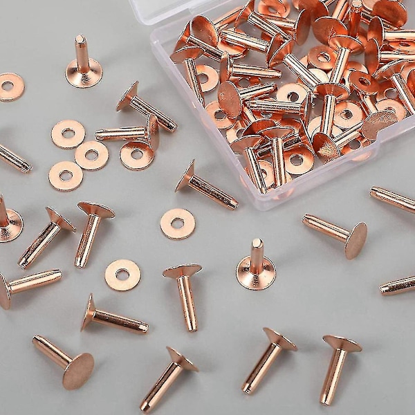 50 set kopparnitar och brickor, kopparnitar för läder för bälten plånböcker halsband läder diy cr lin