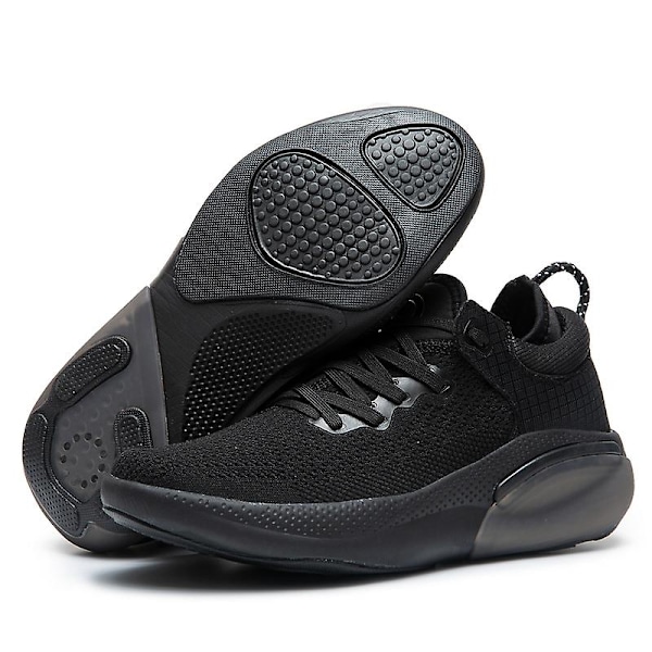 Märke Air Cushion Löparskor Herr Sportskor med Andningsbart Mesh Tennisskor Mjuk Sula Mode Löparskor Svart Black 36