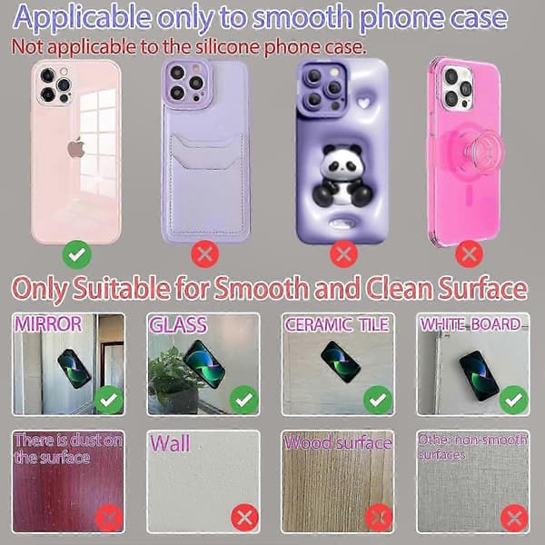 Dubbelsidig silikonsugproppsfäste för mobilskal, starkt grepp för handsfree-selfies och videor [BR]_jar Light Purple
