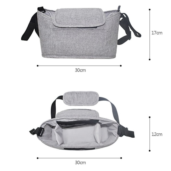 Barnvagnshängväska Baby Organizer Mummy Bag Light Grey