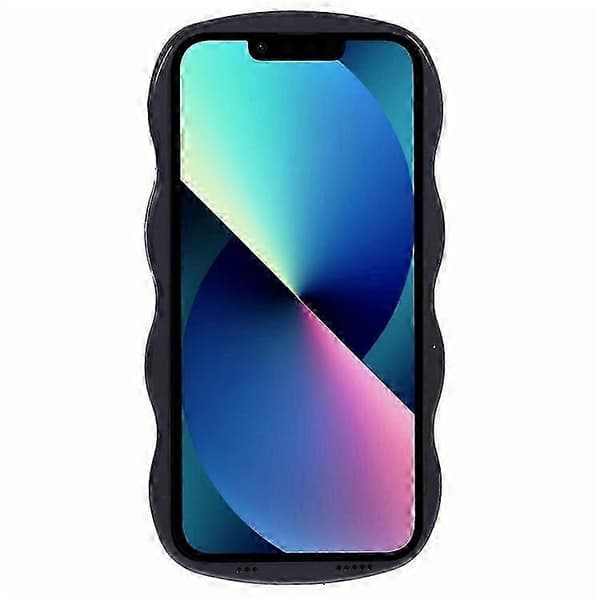 WT Series iPhone 13 Case, Wavy Edge Hard PC + Soft TPU Protective Cover, Slim Phone Case Black
