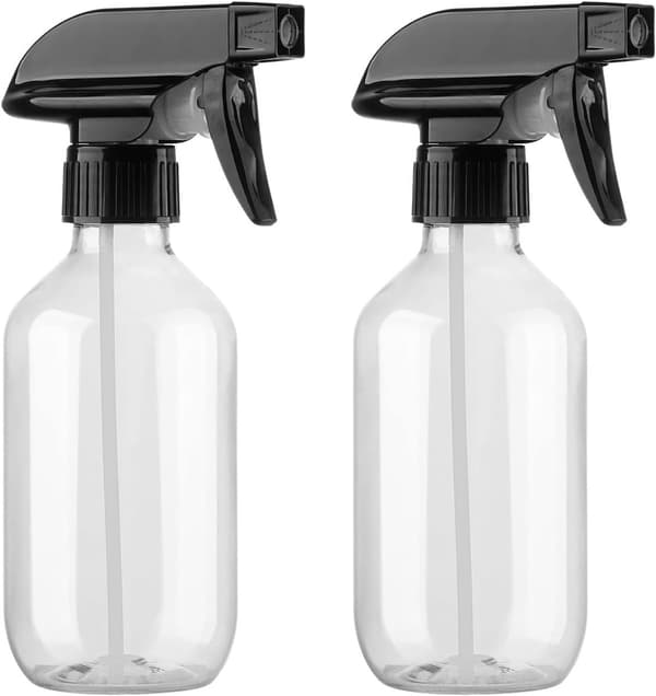Påfyllningsbara sprayflaskor, justerbart spraymunstycke, plast, för hem, trädgård, hår och rengöring, 2-pack, klar, 300 ml