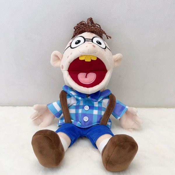 Handdockor i lager, roliga plyschleksaker för pojkar, tygdockor, jeffy fingerdockor Jeff hand puppet