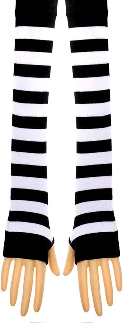 2 par stribede strikkede lange handsker strømper stribede leggings fest Cos