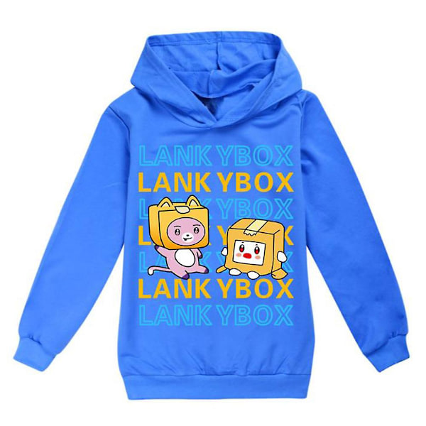 Barn Tonåring Lankybox Casual Hoodie Långärmad Tröja Mörkblå Dark Blue 11-12 Years