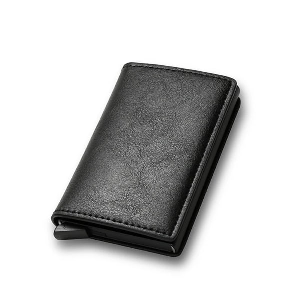 Kolfibers Kreditkortshållare Plånbok för Män RFID Svart Magisk Trifold Läder Smal Mini Plånbok Liten Pengapåse Herrväskor Black