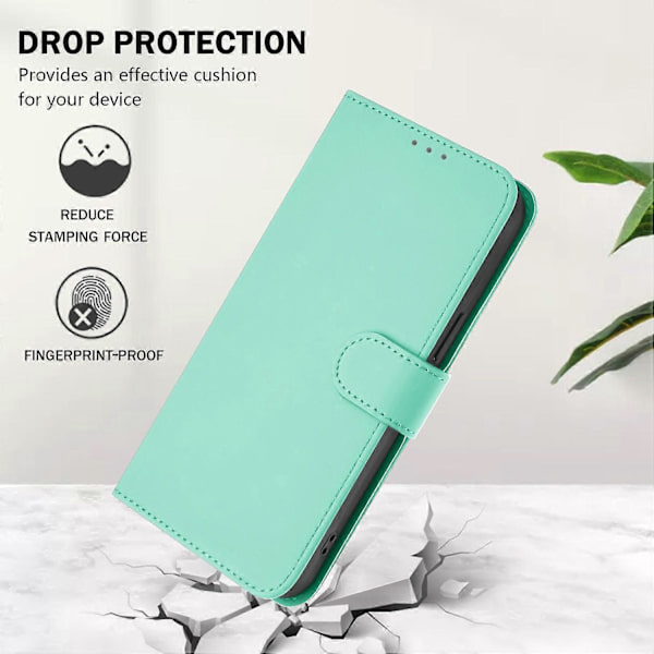 Xiaomi Redmi 15 5G Case - Solid Color Leather Wallet Case with Strap, Stand Function Protective Phone Case Light g Light green Mint Green