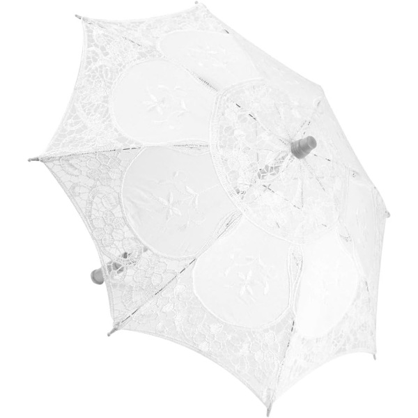 Bröllopsparaply, Mini Spetsparaply Bröllop Brudparaply White