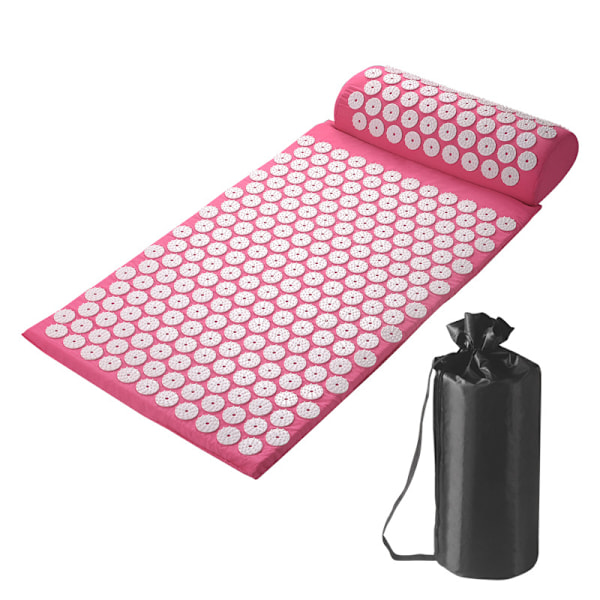 Akupressurmatte og putesett med veske Akupunkturmatte for nakke- og ryggsmerter, muskelavslapning Stresslindring, Isjias smertelindringskudde - Pink