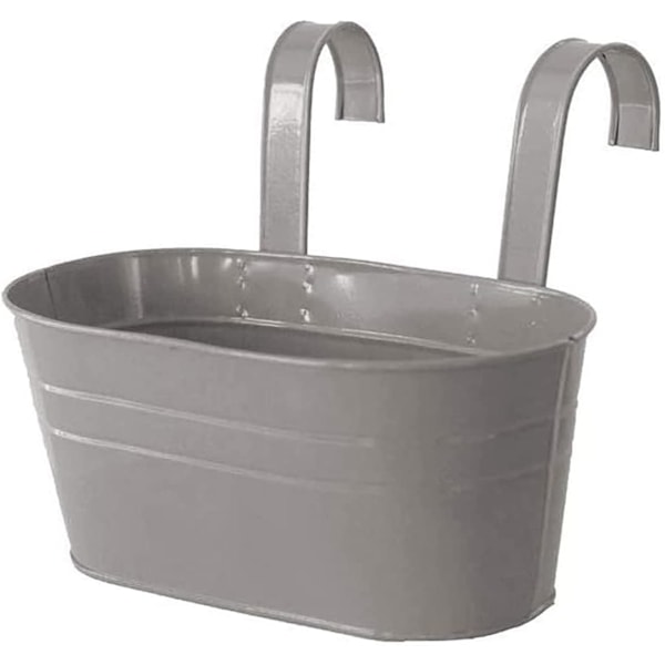 Metallhengende blomsterpotter, avtakbar krok, balkong- eller hageplanter (27 x 21 x 14,5 cm) grå Grey Grey 27x21x14.5cm