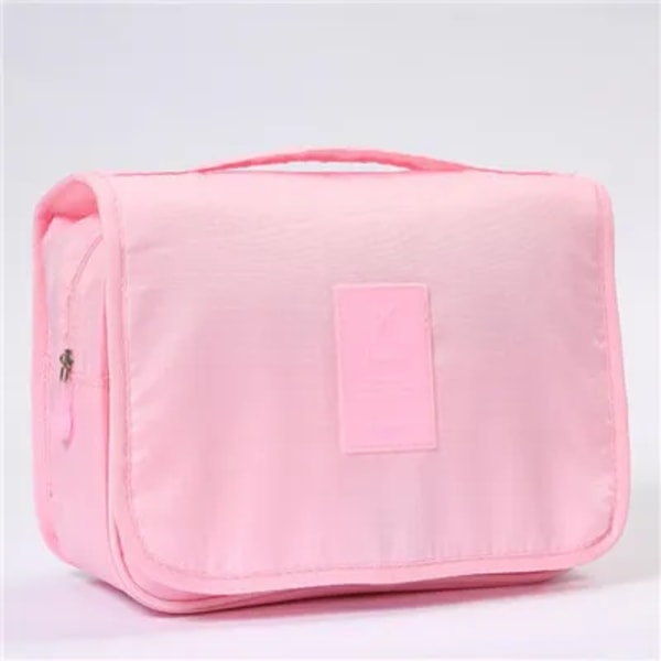 Reise kosmetikkveske for menn og kvinner, nylon, vanntett sminkeveske med høy kapasitet, toalettartikler oppbevaringsveske, dame Neceser baderomsveske Pink