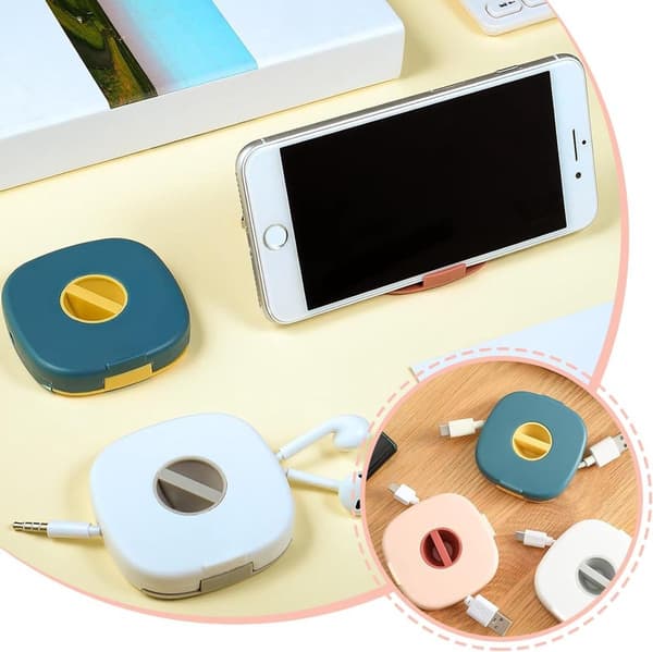 6 Stykker - Kabelorganisator - Kabelclips - Kabelholder - Opladerkabelorganisator - Bærbar USB-datakabelopruller