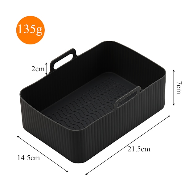 Air Fryer Silikonform, Rektangulär Silikonbehållare för Air Fryer, Silikonbricka för Air Fryer svart large size black