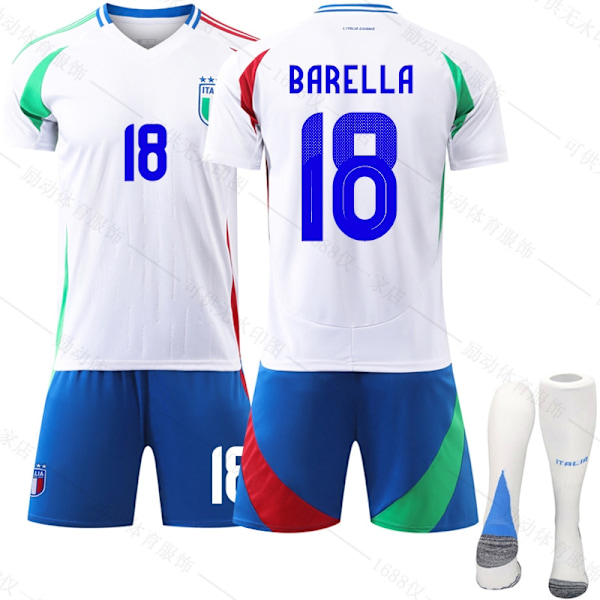 Jud- 2024 Italia Bortelag EC Fotballtrøye 18 BARELLA-Xin 18 BARELLA 26