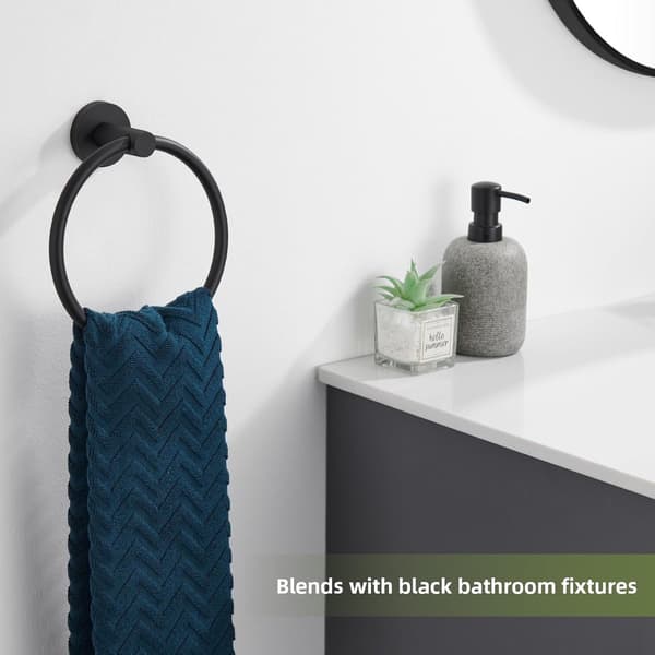 Handduksring, Rostfritt Stål, Svart, Ring Dia 16.5cm, Bas 5cm, Väggavstånd 7.5cm, 1 Styck