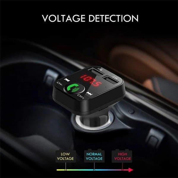 FM-sender X10 med Bluetooth Handsfree 4 i 1 Sort Black Svart