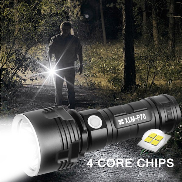 30.000-100.000 lumen Højtydende LED Vandafvisende Lommelygte Ultra Bright P70