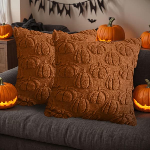 2-pak græskarkuddebetræk 45x45 cm. Bløde efterårs- og halloweenpynt til sofa, seng og bil.—jarx Färg	en