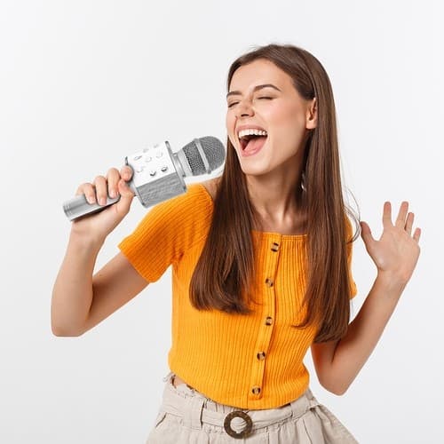 Karaokemikrofoni kaiuttimella / Karaoke mikrofonilla – Bluetooth_jar Silver silver