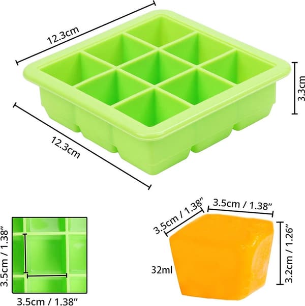 2x Isbitsformar med Lock - Silikon Isbitsform - BPA-fri - 2 x 9 Fack - 3,5 cm Isbitar - Diskmaskinsäker