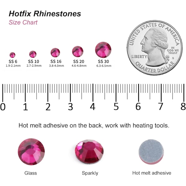 3000 st Fuchsia Hotfix Strass, SS16, 3,8-4,0 mm för Hantverk & Kläder Fuchsia Fuchsia SS16
