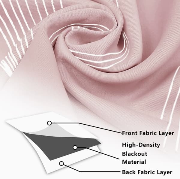 Blackout Curtains with Eyelets, Thermally Insulated Single Panel for Bedroom Office 132x213 cm Pink Wavy Pattern Design