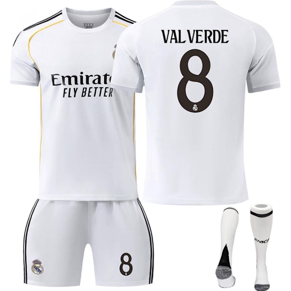 2526 Ny Real Madrid Fodboldtrøje med Korte Ærmer til Voksne og Børn - Flere Stilarter No.8 VALVERDE No.8 VALVERDE No.8 VALVERDE S