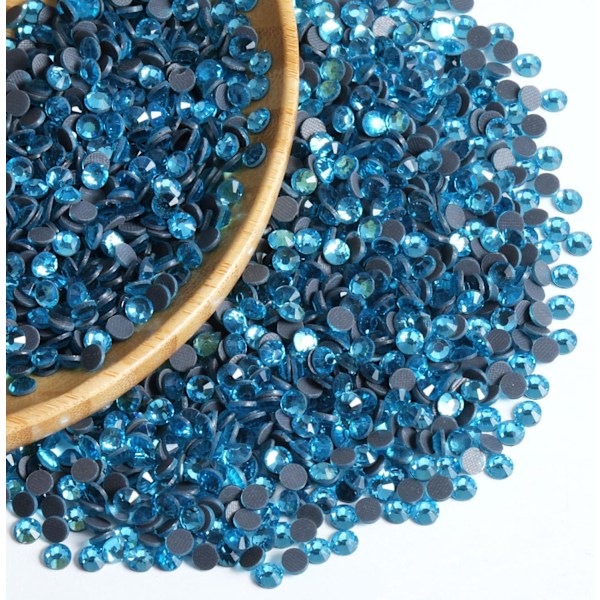 6000 st Hotfix Aquamarin Strass för Hantverk, SS10 (2,7-2,9 mm) Akvamarin Aquamarine SS10