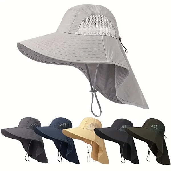 UV-skyddande solhatt med brett brätte och nackskydd för utomhusbruk - Unisex fiskehatt för vandring, fiske och annat