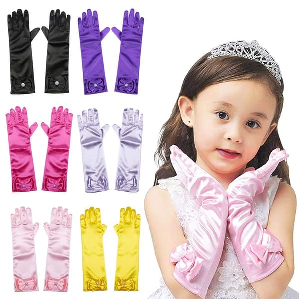 Børne Lange Handsker Prinsesse Danseforestilling Scenehandsker_jar yellow