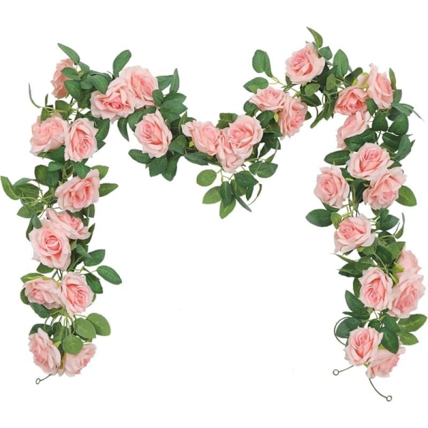 3-pakning Kunstige Hengeblomster, Kunstig Eføy-Girlander, Rosekurver, Bryllupsdekorasjon for Hagen (6,0 m per streng)