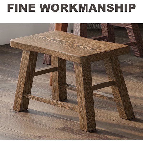 Liten rustikk pall i tre for fiske og stue 27 x 13 x 21 cm (tre)