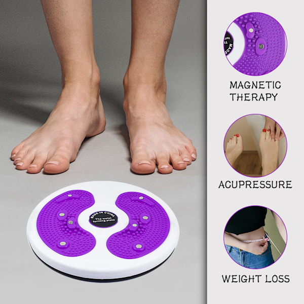Midjetvistplate med trekk, treningsplattform for midjetvistning, hjemmegymutstyr for rumpe- og midjetrening - Lilla