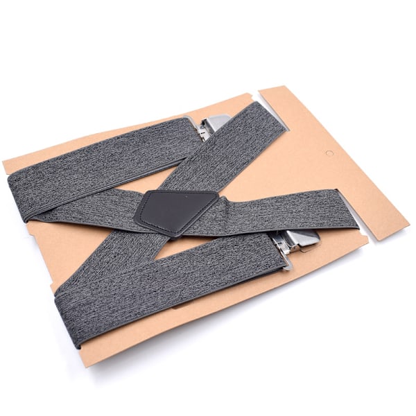 Herr Hängselhengslen seler 5 cm rygg Heavy Duty Biker Snowboard Bukser Elastiske 4 klips Light Grey