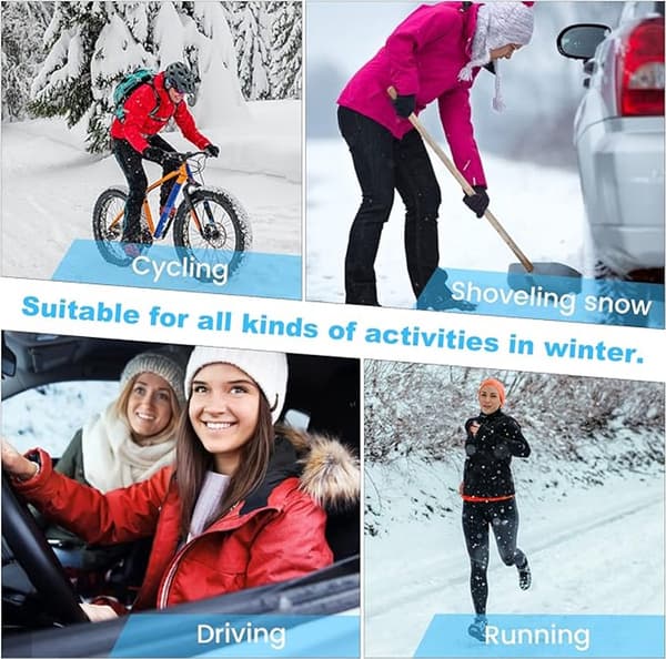 Vinterhandsker til kvinder, fortykket polyester, touchscreen-fingerspidser, vindtæt, til cykling, pendling og vandreture, beige, one size