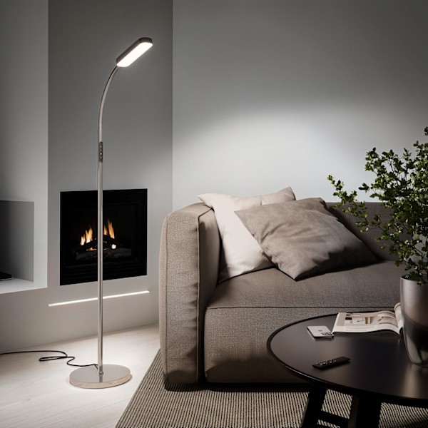 tectake Gulvlampe Prisma LED, 5 lysmoduser, 12 W, dimbar Silver Silver