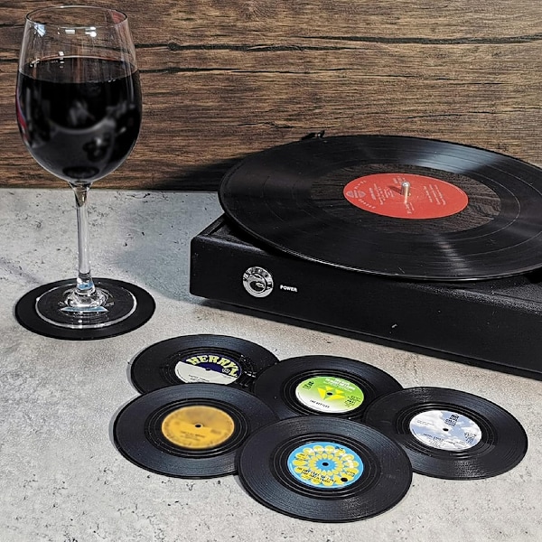 Korkunderlag i Vinyl for Plater - Beskytter Bordoverflaten og Forebygger Skader (6 stk Vinyl) Style 4