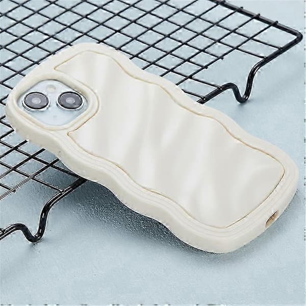 WT Series iPhone 13 Case, Wavy Edge Hard PC + Soft TPU Protective Cover, Slim Phone Case White