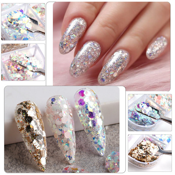 2 burkar White Pearl Chrome Nagelpulver - Transparent Klar Is Shimmer Chrome Pigment Pulver för naglar, glaserade munkinspirerade naglar Spegeleffekt