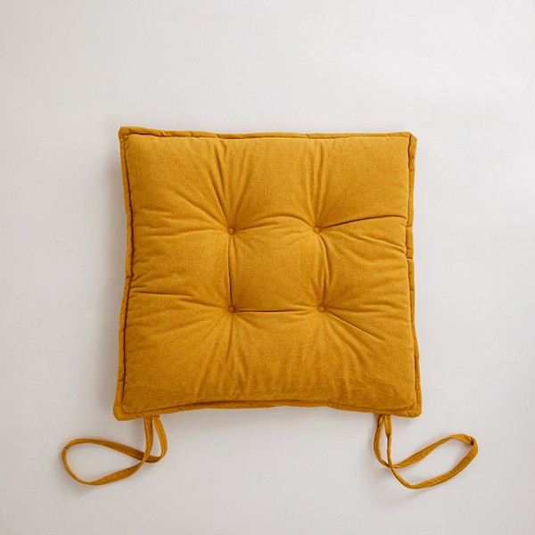 Sittdyna med fästremmar, stolsdyna, 45 x 45 x 4 cm yellow